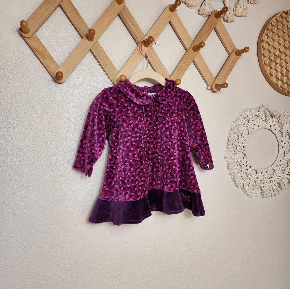 Vintage Minibasix Hearts Baby Dress Pink Long Sleeve A Line Collared 12 …